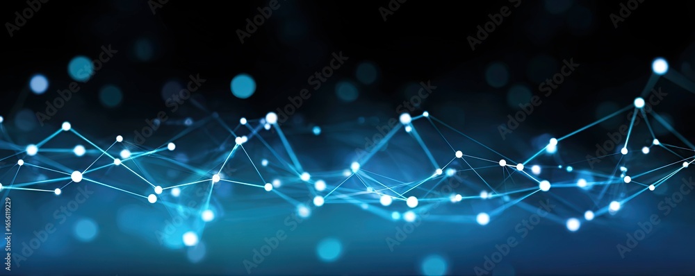 Poster digital network event virtual space visual art abstract environment close-up blue glowing connectivi
