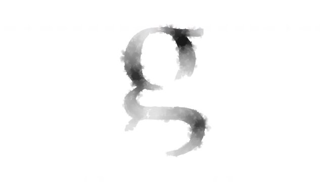 The lowercase letter "g" appears as if ink has bled onto the paper, serif