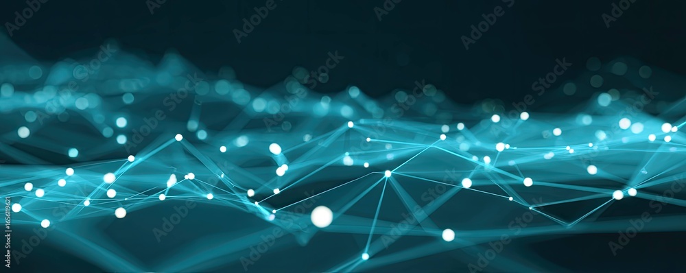 Aufkleber digital connection event abstract space graphic art virtual environment aerial view glowing blue con
