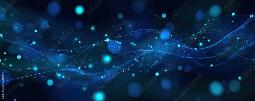 Poster artistic perspective on digital waves illuminating technology in an abstract virtual graphic design