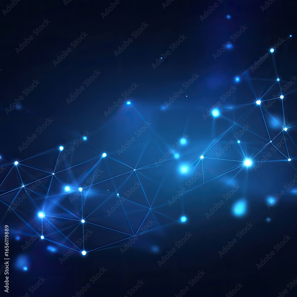 Poster connecting blue technology networks digital space visual design abstract environment artistic perspe
