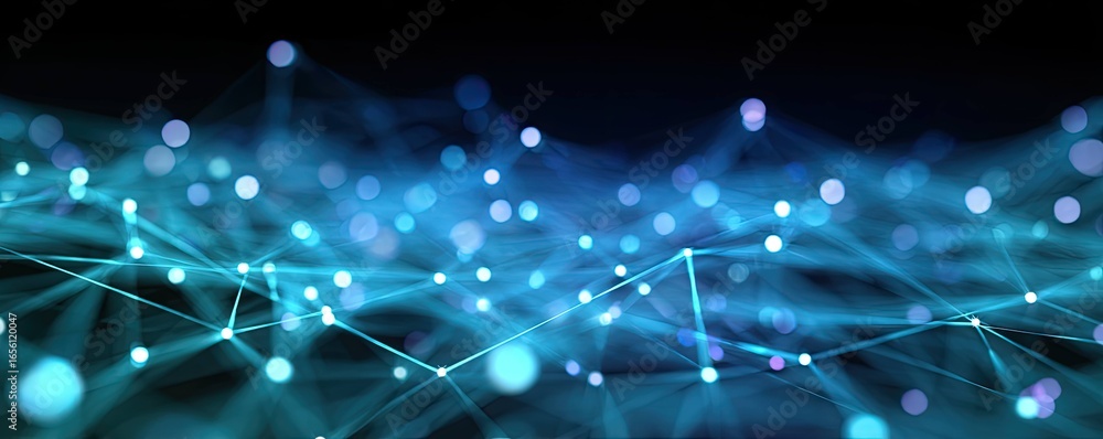 Aufkleber digital connection abstract art showcase in a glowing blue virtual tech environment