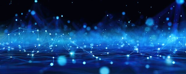 Digital Network Visualization Virtual Space Graphic Design Abstract Environment Wide Angle Blue Glow Concept