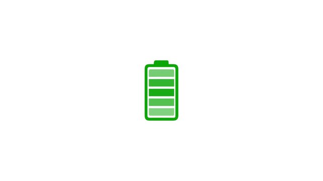 battery charging icon animation white background, 4k video. line mobile battery charging icon, battery fast charging.