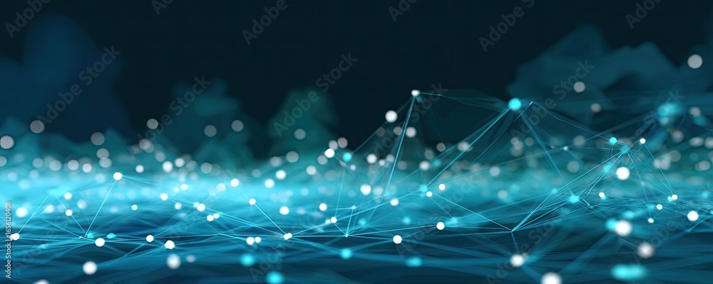 Aufkleber digital connection event virtual space abstract art tech environment aerial view glowing connections