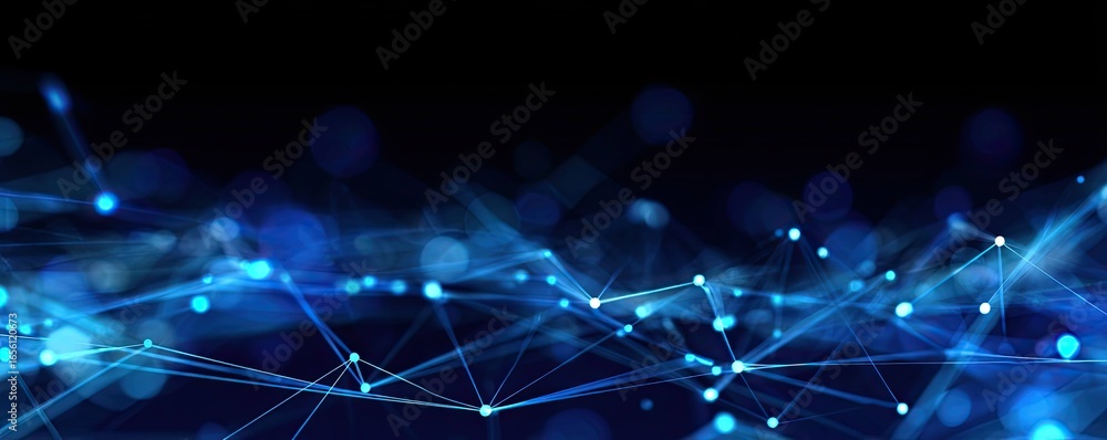 Poster abstract futuristic environment glowing concept of connecting digital networks in virtual space