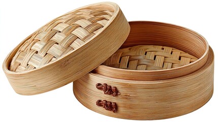 "Traditional Bamboo Steamer Baskets - Perfect for Cooking and Displaying Delicacies"