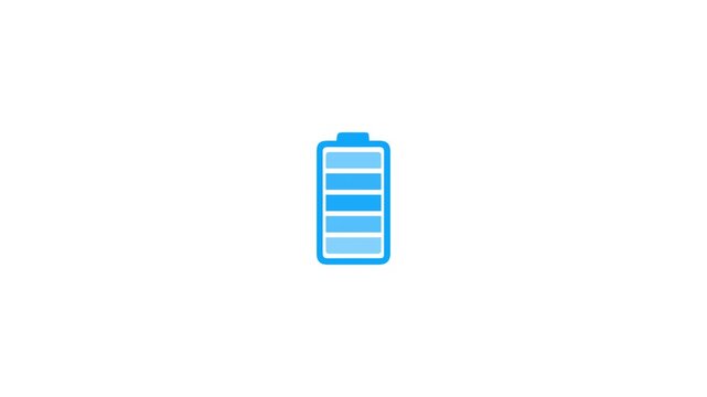 battery charging icon animation white background, 4k video. line mobile battery charging icon, battery fast charging.