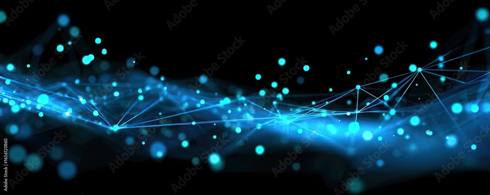 Poster digital network dynamics global abstract art virtual space wide view glowing technology