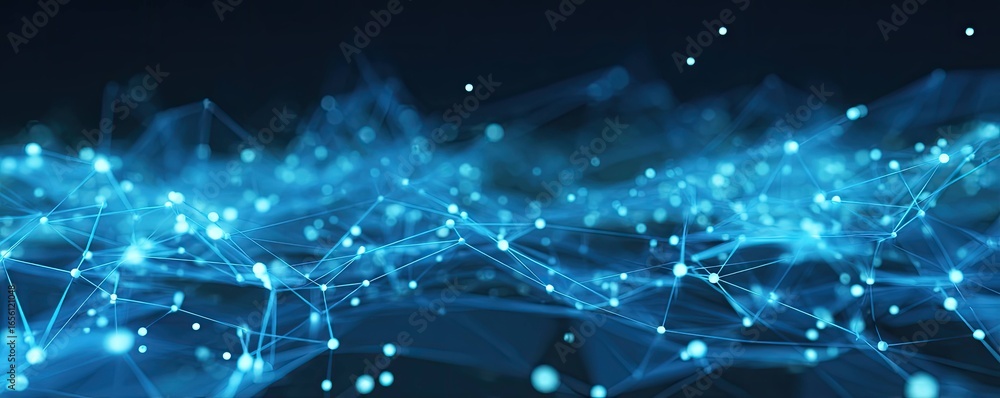 Aufkleber digital network visualization virtual space abstract art digital environment macro view glowing blue