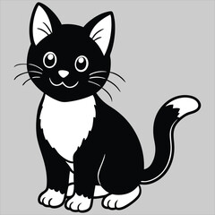 Black cat vector. Cute black cat animal vector illustration. Silhouettes of black cat. Cat Doodle.  black cat vector, icon vector illustration, cat silhouette.. black cat in a hat. 