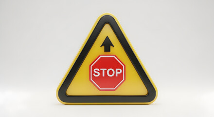 Stop Ahead Cautionary Sign Emphasizing Immediate Halt, Road Safety, Hazard, and Directional Guidance