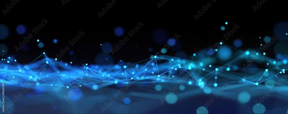 Poster abstract digital network artistry dynamic visual content in a blue glow environment