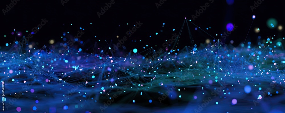 Poster digital network innovation virtual space graphic design abstract environment aerial view glowing con