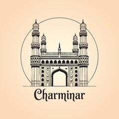 Obraz premium char minar Vector Line Art Illustration