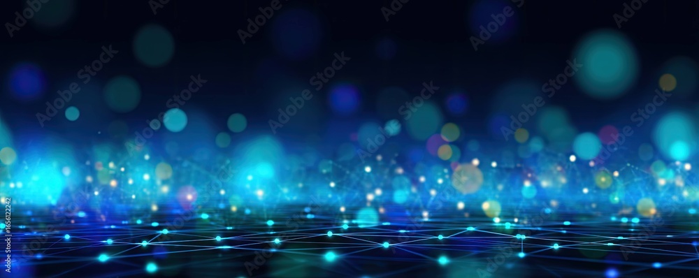 Aufkleber connecting digital networks virtual space abstract background glowing elements futuristic view blue 