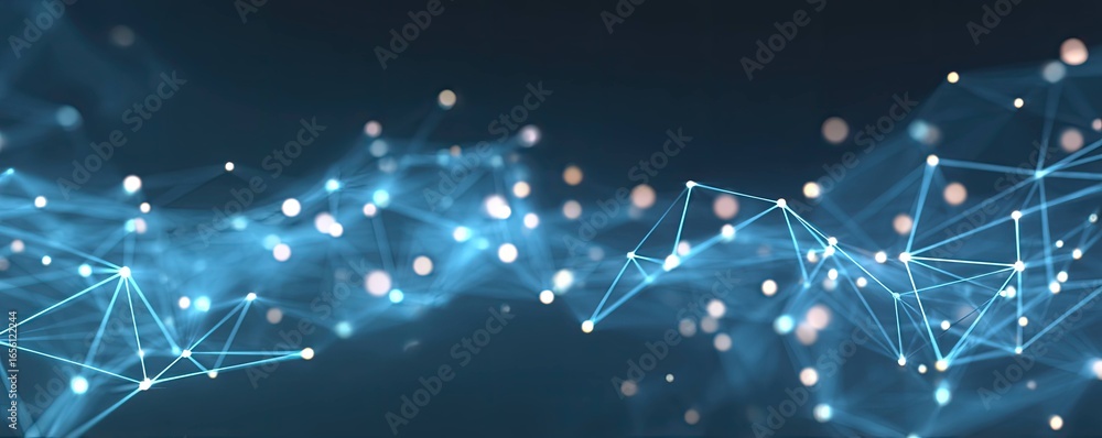 Poster illuminating digital network cyber space abstract background tech environment wide angle blue glow c