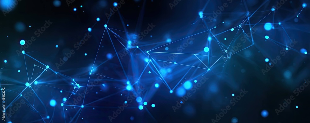 Poster abstract blue sci-fi environment illuminating virtual space for digital network events
