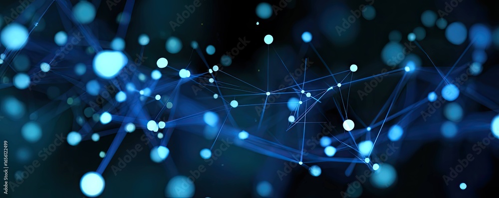 Aufkleber abstract blue digital network exploration dynamic views in virtual art technology environments