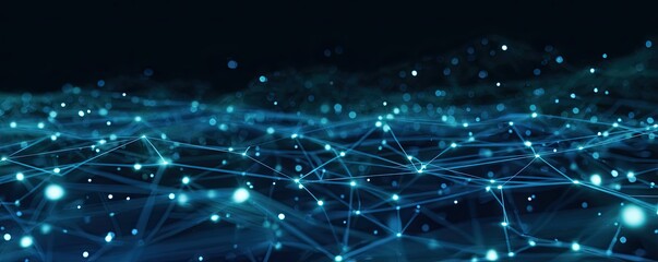 Glowing Digital Connections Virtual Space Abstract Image High-Tech Environment Aerial View Blue Concept