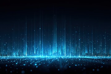 Abstract Futuristic Cityscape With Glowing Light Trails