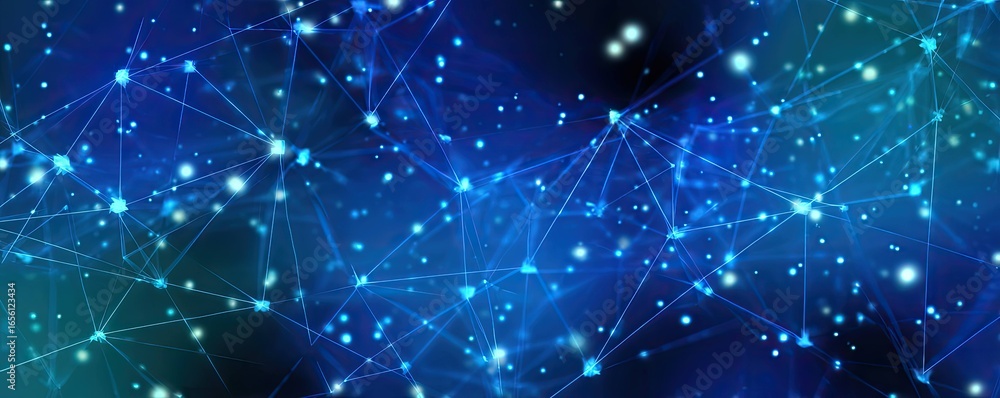 Aufkleber abstract blue digital network exploring virtual space graphic design and aesthetic technology concep