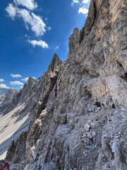 high mountain peak, Via Ferrata DeLuca Innerkofler, Monte Paterno, Dolomites Mountains, Italy 