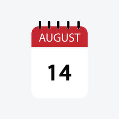 14 august calendar august calendar vector illustration