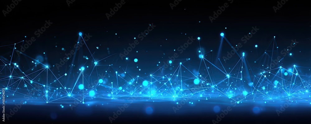 Aufkleber illuminating blue glow futuristic abstract artwork for a virtual event in a digital network space