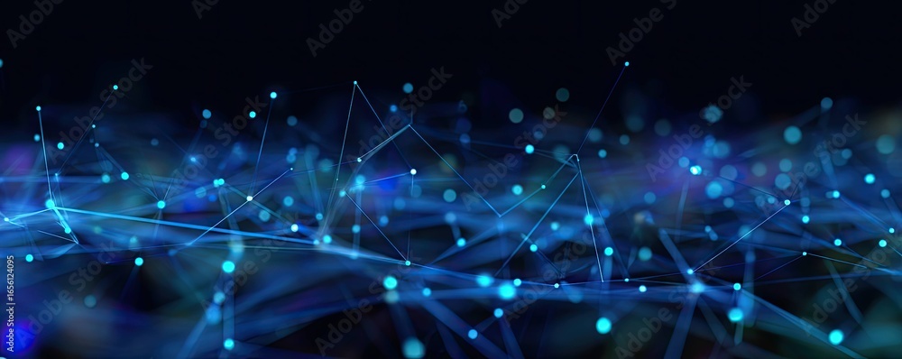 Poster virtual space aesthetic showcasing digital connectivity in a tech environment with blue vibes