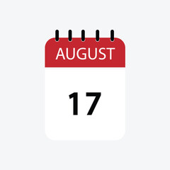 17 august calendar august calendar vector illustration