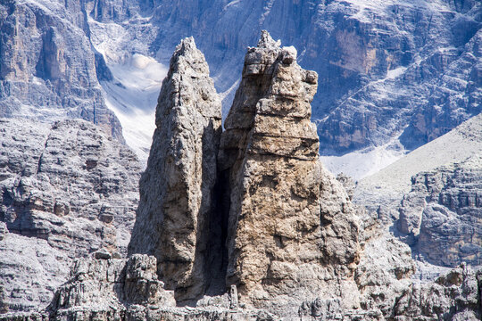 View from the Via Ferrata DeLuca Innerkofler, Monte Paterno, Dolomites Mountains, Italy