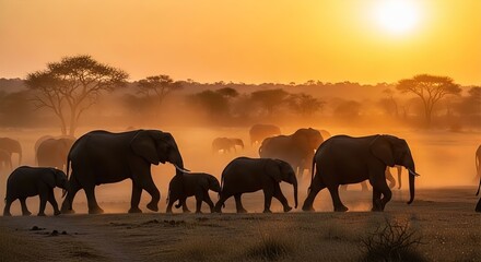 Fototapeta premium Elephant Sunset March