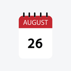 26 august calendar august calendar vector illustration