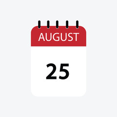 25 august calendar august calendar vector illustration