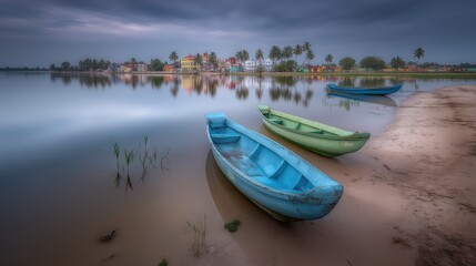 Colorful Cliffside Houses of Cinque Terre Overlooking the Turquoise Mediterranean Sea at Dramatic Sunset, Fishing Boats Anchored Below, Scenic Coastal Italy
