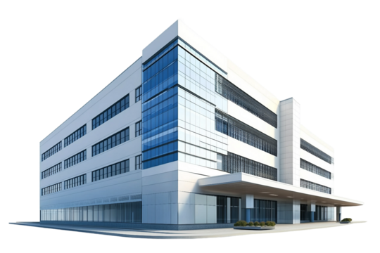 Multi story hospital isolated on transparent background