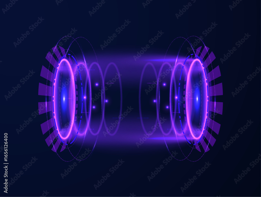 Poster round circle square futuristic holographic portal tech game virtual abstract stage laboratory space 