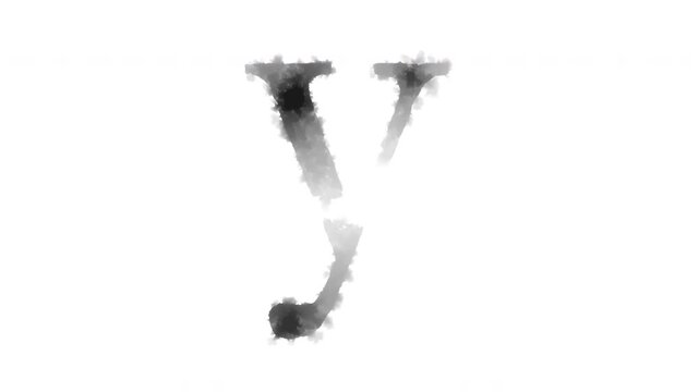 The lowercase letter "y" appears as if ink has bled onto the paper, serif