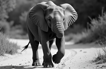 Woman walking with elephant in natural environment