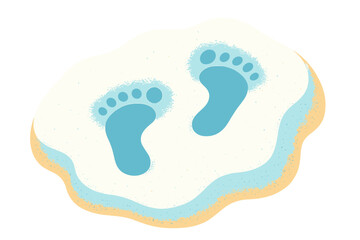 Baby feet print on light blue decorative cake icing footprints in snow