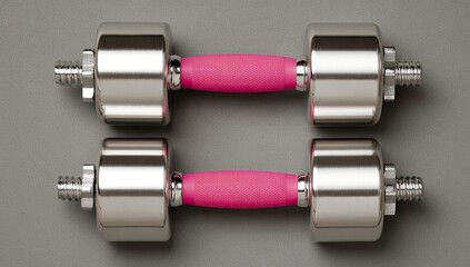 Pair of pink-handled dumbbells