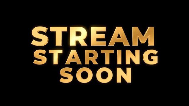 Dynamic Golden Text Stream Starting Soon Countdown Screen Overlay.