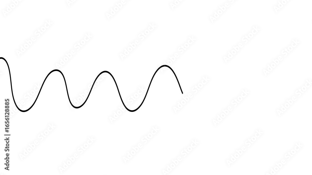 Poster animation of a single line drawing of a wavy line. continuous contour movement of a wavy line. conti