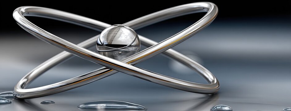 Dynamic abstract background featuring an atom model, highlighting quantum entanglement and futuristic concepts of nuclear science