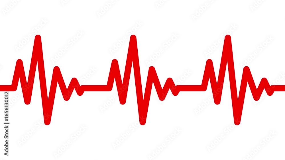 Poster animation of a single line drawing of a cardiogram. continuous contour movement of a cardiogram. con