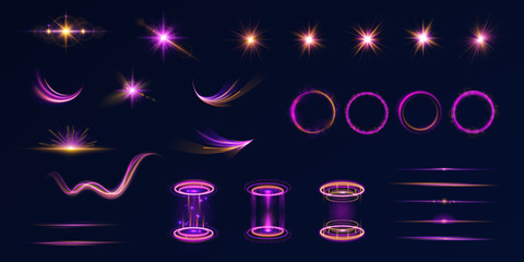 Effect neon line light motion speed blue wave abstract futuristic background bright design vector illustration modern curve