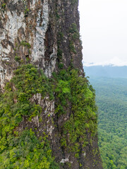 Sao Tome and Principe - Aerial View of Pico Cao Grande. Majestic Volcanic Needle Towering Over Dense Tropical Rainforest.