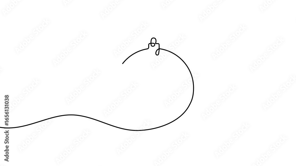 Poster animation of a single line drawing of a christmas toy. continuous contour movement of a christmas to