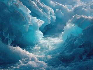 Ice floes, turquoise, glacial,  sea waves